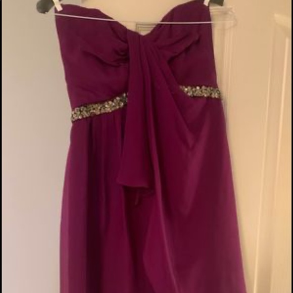 Badgley Mischka strapless maroon cocktail dress - Picture 2 of 2